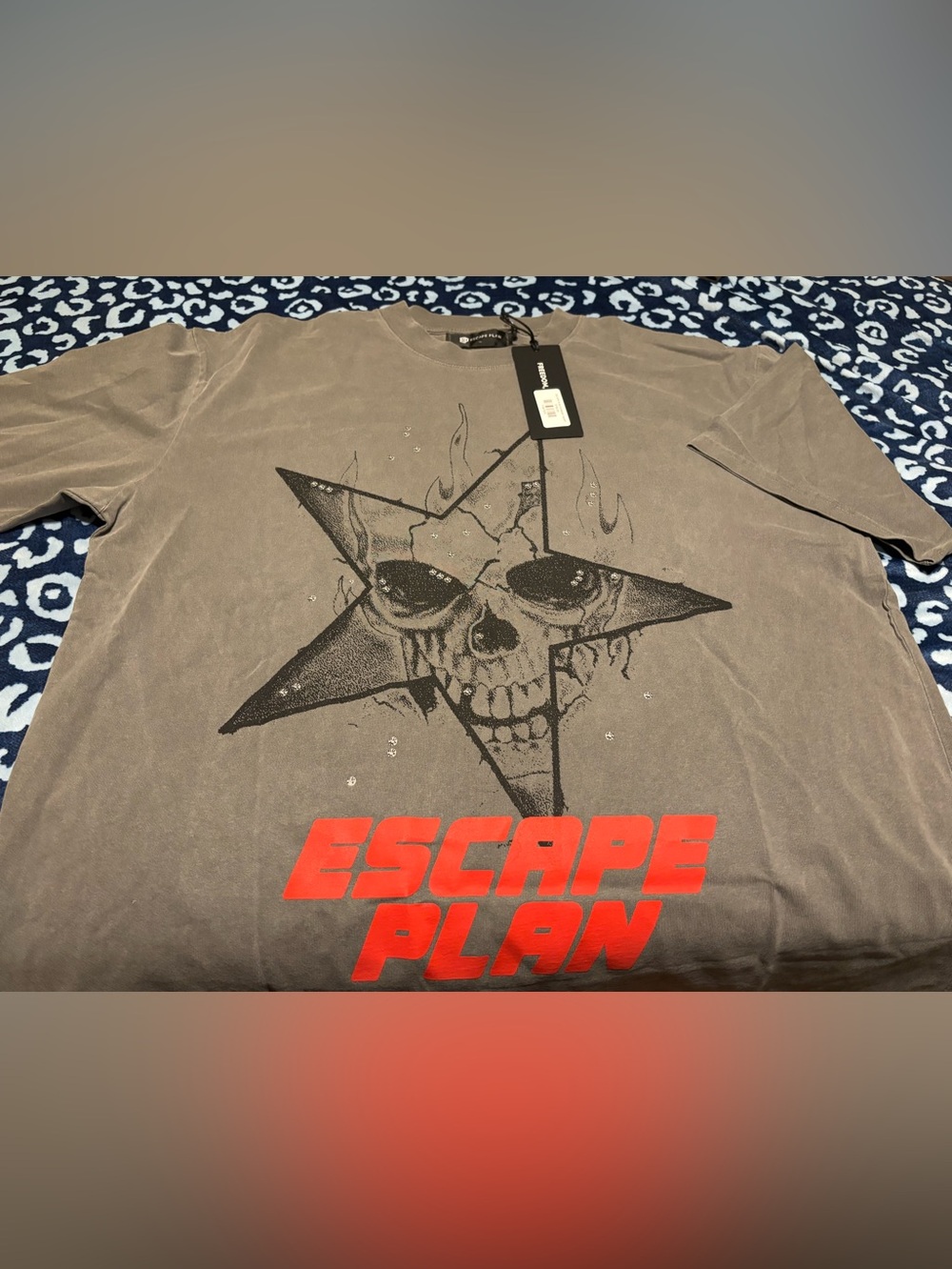 ESCAPE PLAN Men’s Graphic Tee - Brown with Red Print